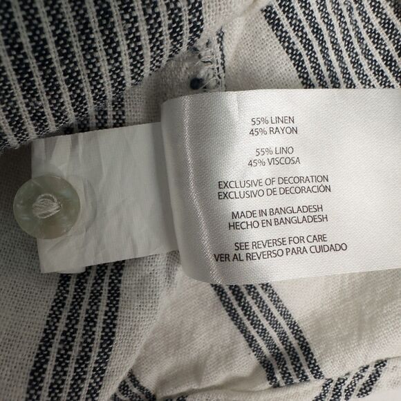 Orvis Striped Linen Blend Long Sleeve Button Up Shirt Womens Large Beach Preppy - Picture 16 of 16